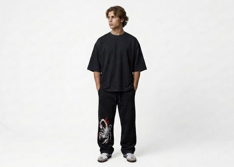 "Infernal Scorpion" Relaxed-Fit Graphic Sweatpants