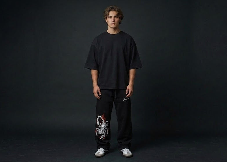 "Infernal Scorpion" Relaxed-Fit Graphic Sweatpants