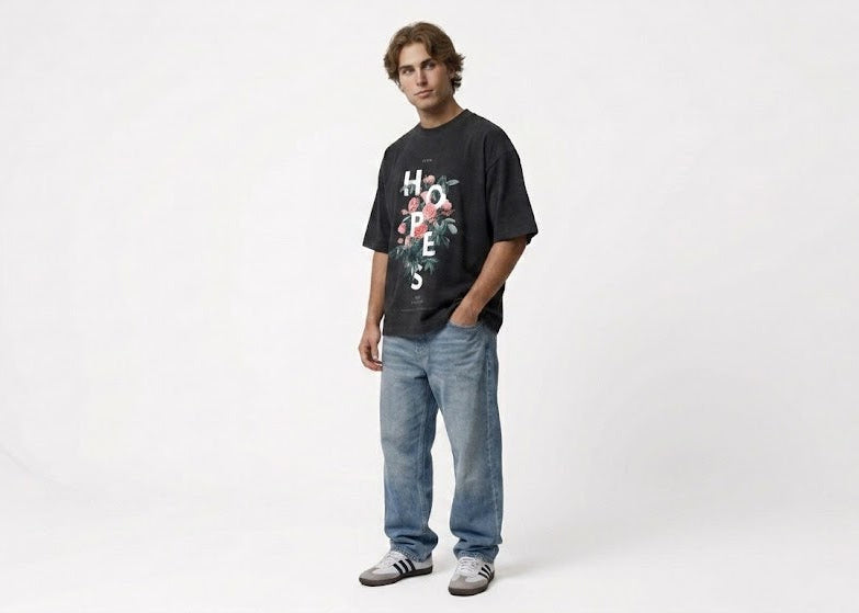 "HOPES" Botanical Graphic Heavyweight Boxy Tee