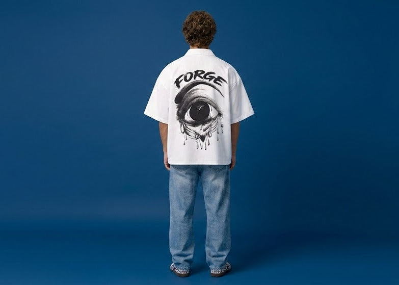 "All-Seeing Eye" White Boxy-Fit Shirt