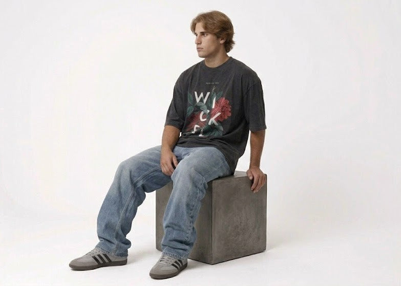 WICKED" Heavyweight Oversized Graphic Tee in Jet Black
