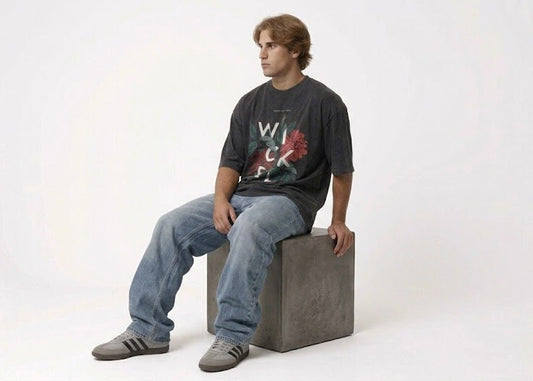 WICKED" Heavyweight Oversized Graphic Tee in Jet Black