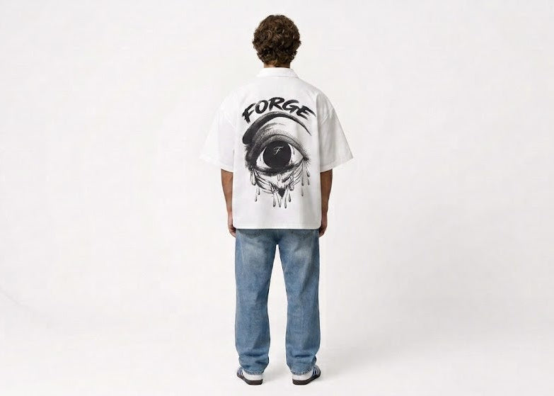 "All-Seeing Eye" White Boxy-Fit Shirt