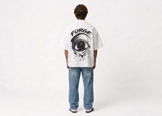 "All-Seeing Eye" White Boxy-Fit Shirt