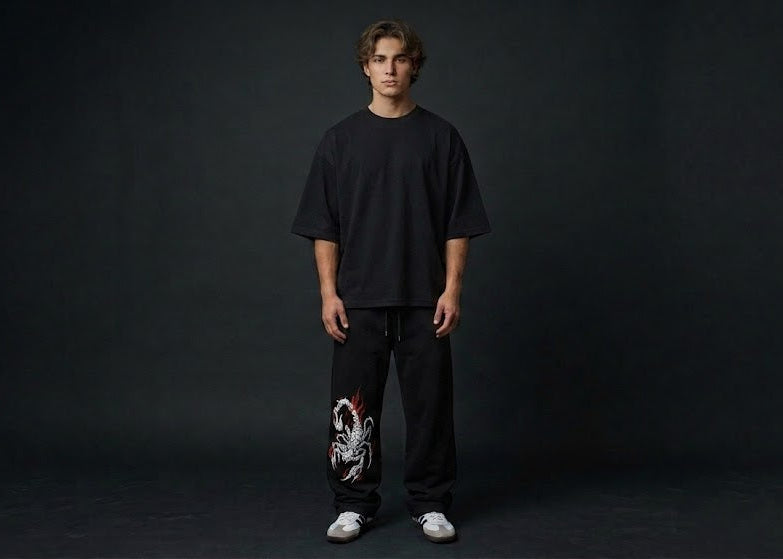 "Infernal Scorpion" Relaxed-Fit Graphic Sweatpants