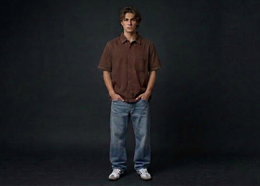 Heavyweight Textured Cotton Boxy Shirt in Earth Mocha