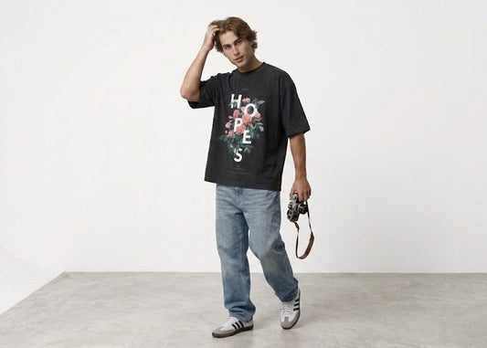 "HOPES" Botanical Graphic Heavyweight Boxy Tee